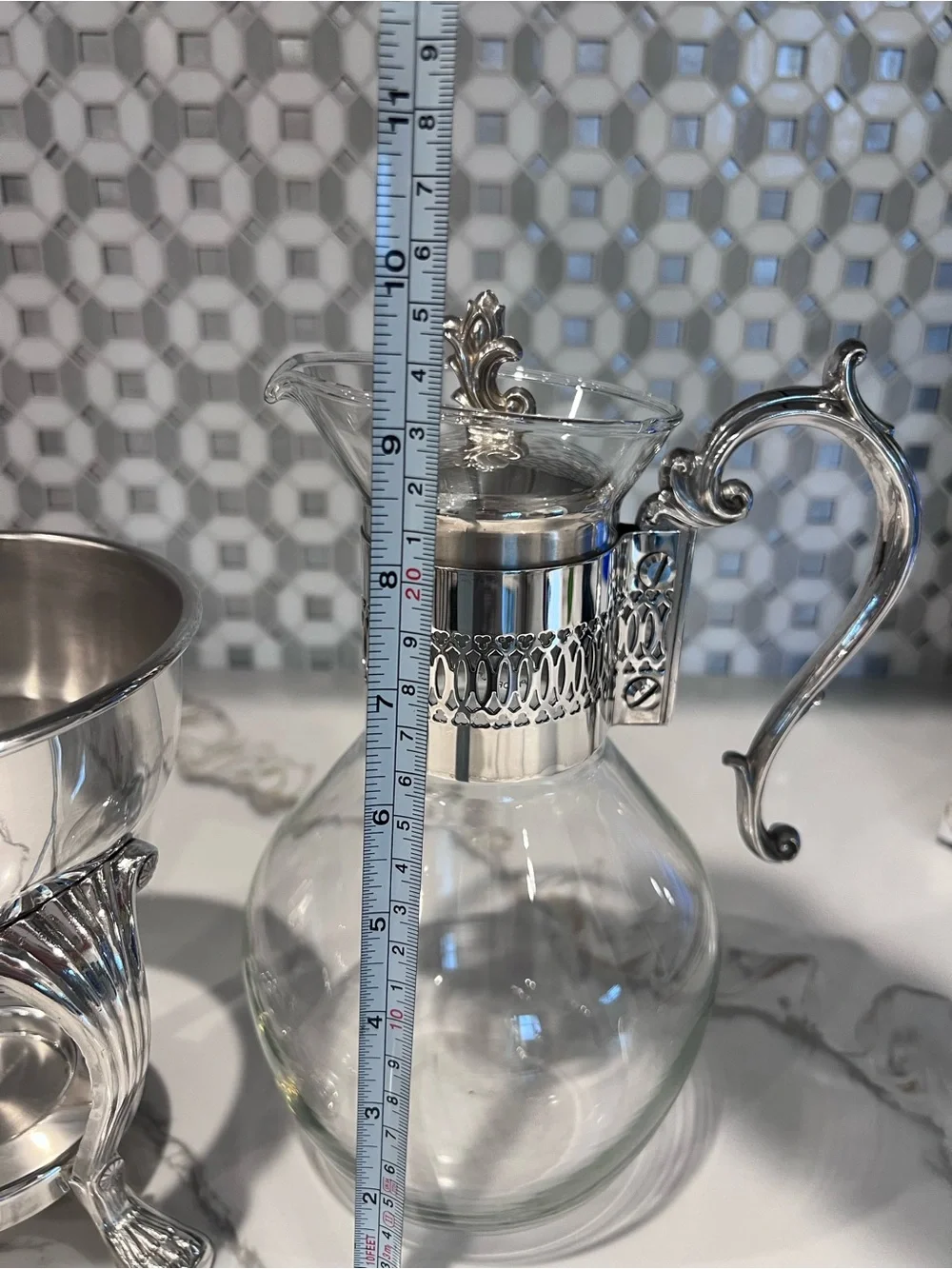 Vintage F.B. Rogers Silverplate Glass Coffee Carafe Warmer